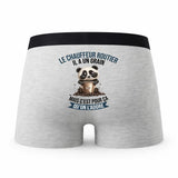 Caleçon Le Chauffeur Routier Panda Grain - Humour Boxer Gris Idée Cadeau