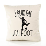 Housse de Coussin Premium Foot Version Blanc - Coton Canvas Fairtrade Beige Idée Cadeau Décoration Canapé