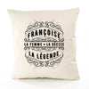 Housse de Coussin Premium Francoise Déesse légende Noire - Coton Canvas Fairtrade Beige Idée Cadeau Décoration Canapé