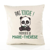 Housse de Coussin Premium Marie-Therese Pas Touche Panda - Coton Canvas Fairtrade Beige Idée Cadeau Décoration Canapé 40x40