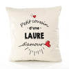 Housse de Coussin Premium Laure d'amour - Coton Canvas Fairtrade Beige Idée Cadeau Décoration Canapé 40x40