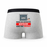 Caleçon Patienter Bertrand gère Une Urgence - Humour Boxer Gris Idée Cadeau