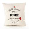 Housse de Coussin Premium Louise d'amour - Coton Canvas Fairtrade Beige Idée Cadeau Décoration Canapé 40x40