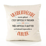 Housse de Coussin Premium Un Bibliothécaire Aussi génial - Coton Canvas Fairtrade Beige Idée Cadeau Décoration Canapé