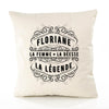 Housse de Coussin Premium Floriane Déesse légende Noire - Coton Canvas Fairtrade Beige Idée Cadeau Décoration Canapé