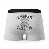 Caleçon Meditation Elephant - Humour Boxer Gris Passion Idée Cadeau