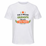 Maillot de Sport Homme Meilleur Grandpa Super Pouvoir Cadeau Anniversaire Noël Fête des Pères T-Shirt Respirant Polyester