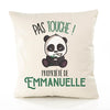 Housse de Coussin Premium Emmanuelle Pas Touche Panda - Coton Canvas Fairtrade Beige Idée Cadeau Décoration Canapé 40x40