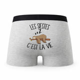 Caleçon Sieste - Humour Boxer Gris Passion Idée Cadeau