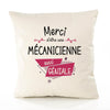 Housse de Coussin Premium Merci Mécanicienne Géniale - Coton Canvas Fairtrade Beige Idée Cadeau Décoration Canapé
