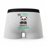 Caleçon Melanie Pas Touche Panda - Humour Boxer Gris Idée Cadeau