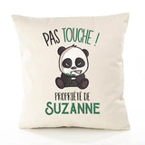 Housse de Coussin Premium Suzanne Pas Touche Panda - Coton Canvas Fairtrade Beige Idée Cadeau Décoration Canapé 40x40