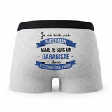 Caleçon Je ne suis Pas Super-héros mais Je suis Garagiste - Humour Boxer Gris Cadeau