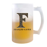 Verre à Bière François-Xavier Lettre Viking | Chope de Bière Pinte | Idée Cadeau Prénom Motard Jeux de Rôle Vidéo Anniversaire Papa Collègue Départ Retraite Noël