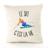 Housse de Coussin Premium Ski - Coton Canvas Fairtrade Beige Idée Cadeau Décoration Canapé