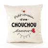 Housse de Coussin Premium Chouchou d'amour - Coton Canvas Fairtrade Beige Idée Cadeau Décoration Canapé 40x40