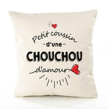 Housse de Coussin Premium Chouchou d'amour - Coton Canvas Fairtrade Beige Idée Cadeau Décoration Canapé 40x40
