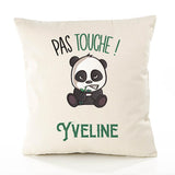 Housse de Coussin Premium Yveline Pas Touche Panda - Coton Canvas Fairtrade Beige Idée Cadeau Décoration Canapé 40x40
