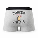 Caleçon Herisson - Humour Boxer Gris Passion Idée Cadeau