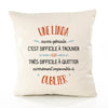 Housse de Coussin Premium Une Linda Aussi géniale - Coton Canvas Fairtrade Beige Idée Cadeau Décoration Canapé