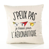 Housse de Coussin Premium Avion en Papier aéronautique Version Blanc - Coton Canvas Fairtrade Beige Idée Cadeau Décoration Canapé