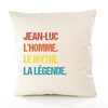 Housse de Coussin Premium Jean-Luc Mythe Légende Vintage - Coton Canvas Fairtrade Beige Idée Cadeau Décoration Canapé 40x40