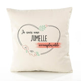 Housse de Coussin Premium Jumelle irremplaçable - Coton Canvas Fairtrade Beige Idée Cadeau Décoration Canapé 40x40