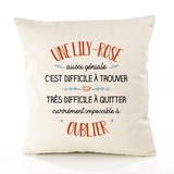 Housse de Coussin Premium Une Lily-Rose Aussi géniale - Coton Canvas Fairtrade Beige Idée Cadeau Décoration Canapé