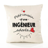 Housse de Coussin Premium Ingenieur d'amour - Coton Canvas Fairtrade Beige Idée Cadeau Décoration Canapé 40x40