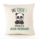 Housse de Coussin Premium Jean-Bernard Pas Touche Panda - Coton Canvas Fairtrade Beige Idée Cadeau Décoration Canapé 40x40