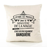 Housse de Coussin Premium banquière Grand cru - Coton Canvas Fairtrade Beige Idée Cadeau Décoration Canapé