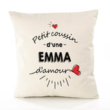 Housse de Coussin Premium Emma d'amour - Coton Canvas Fairtrade Beige Idée Cadeau Décoration Canapé 40x40