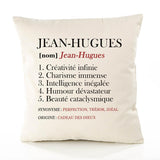 Housse de Coussin Premium Jean-Hugues Définition - Coton Canvas Fairtrade Beige Idée Cadeau Décoration Canapé 40x40