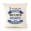 Housse de Coussin Premium Je ne suis Pas superhomme mais Je suis Biologiste Donc C'est Presque pareil - Coton Canvas Fairtrade Beige Idée Cadeau Décoration Canapé 40x40