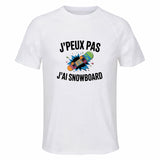Maillot de Sport Homme Snowboard J'peux Pas - T-Shirt Respirant Polyester Manches Courtes - Cadeau Sportif Anniversaire Noël Fête des Pères