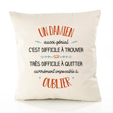 Housse de Coussin Premium Un Damien Aussi génial - Coton Canvas Fairtrade Beige Idée Cadeau Décoration Canapé
