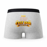 Caleçon pour Cyrille C'est Dur - Humour Boxer Gris Idée Cadeau Anniversaire