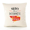 Housse de Coussin Premium Merci Interprète Génial - Coton Canvas Fairtrade Beige Idée Cadeau Décoration Canapé