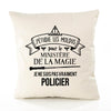 Housse de Coussin Premium Policier Ministère Magie Homme - Coton Canvas Fairtrade Beige Idée Cadeau Décoration Canapé