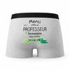 Caleçon Merci Professeur Inoubliable - Humour Boxer Gris Idée Cadeau