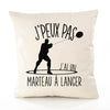 Housse de Coussin Premium Lancer du Marteau Version Blanc - Coton Canvas Fairtrade Beige Idée Cadeau Décoration Canapé 40x40