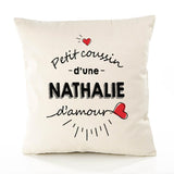 Housse de Coussin Premium Nathalie d'amour - Coton Canvas Fairtrade Beige Idée Cadeau Décoration Canapé 40x40