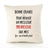 Housse de Coussin Premium Prothésiste ça n'existe Pas Homme - Coton Canvas Fairtrade Beige Idée Cadeau Décoration Canapé