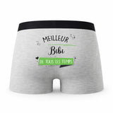 Caleçon Meilleur Bibi de Tous Les Temps - Humour Boxer Gris Idée Cadeau