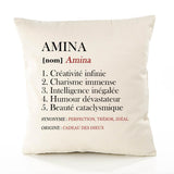 Housse de Coussin Premium Amina Définition - Coton Canvas Fairtrade Beige Idée Cadeau Décoration Canapé