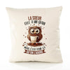 Housse de Coussin Premium La Soeur Chouette Grain - Coton Canvas Fairtrade Beige Idée Cadeau Décoration Canapé 40x40
