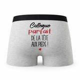 Caleçon Collegue Parfait de la Tête aux Pieds - Humour Boxer Gris Cadeau