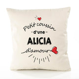 Housse de Coussin Premium Alicia d'amour - Coton Canvas Fairtrade Beige Idée Cadeau Décoration Canapé 40x40