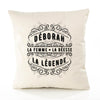 Housse de Coussin Premium DÉBORAH Déesse légende Noire - Coton Canvas Fairtrade Beige Idée Cadeau Décoration Canapé