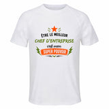 Maillot de Sport Homme Meilleur Chef dentreprise Super Pouvoir Cadeau Anniversaire Noël Fête des Pères T-Shirt Respirant Polyester